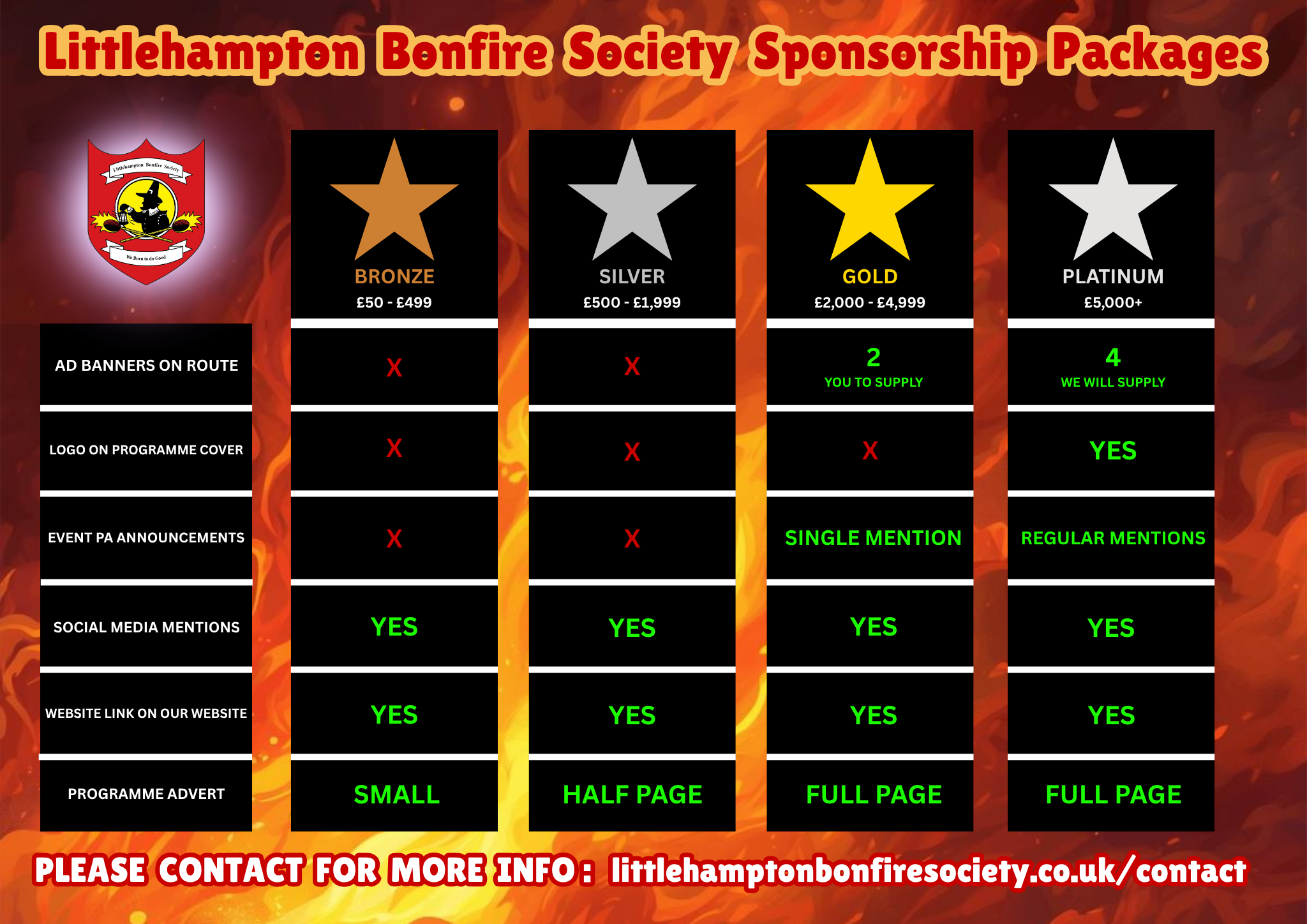 Littlehampton Bonfire Society Sponsorship Packages